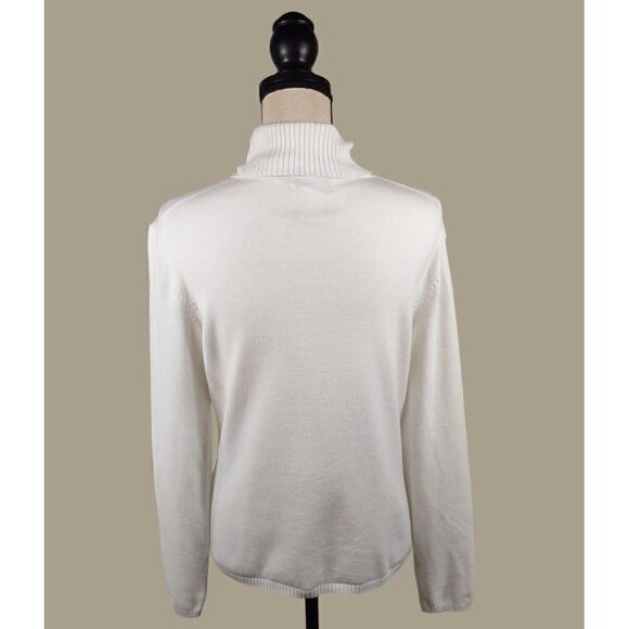 Talbot's Vintage Cream Cotton Blend Turtleneck Sweater Size Medium - Picture 2 of 10